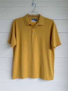 Cutter & Buck Gold Yellow Men’s Polo Size Large CB DryTec Luxe Nanotex Fabric